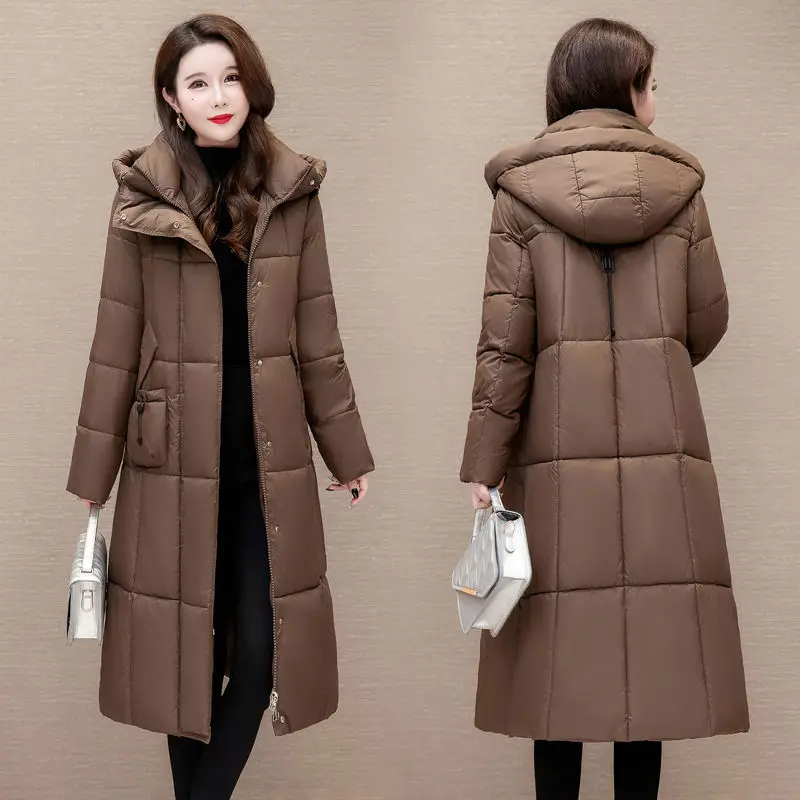 Women's Down Cotton Jacket Cotton Coat Warm Plus Size Mid-length Parkas New Slim Fit Cotton Coat Winter Versatile Thick Coat