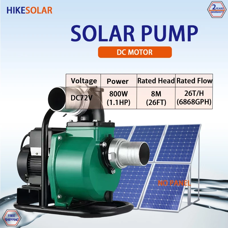 1.1HP Solar Self Prime Water Pump with MPPT Controller 72v DC Portable Booster Pump Max Flow 26T/H Farm Agriculture Irrigation