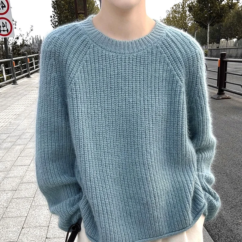 100% Pure Wool Sweater Women\'s 2025 Spring/ Autumn New Round Neck Sweater Solid Color Cashmere Knit Pullover Short Loose Female