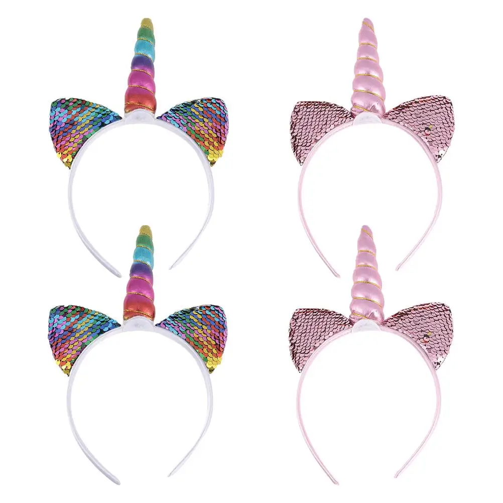 

4 Pcs Unicorn Headband Kids Party Prop Hair Hoop Little Girls Accessories Christmas Headwear Cloth Child