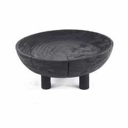 Wabi-Sabi art black charcoal wood fruit plateLiving room decoration ornaments