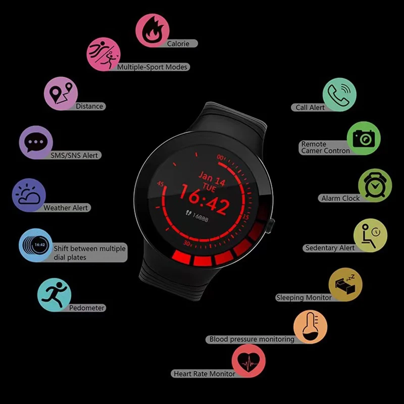 Full Touch Smart Watch Men Black Sport bracciale cardiofrequenzimetro monitoraggio del sonno IP68 Smartwatch impermeabile per IOS Android