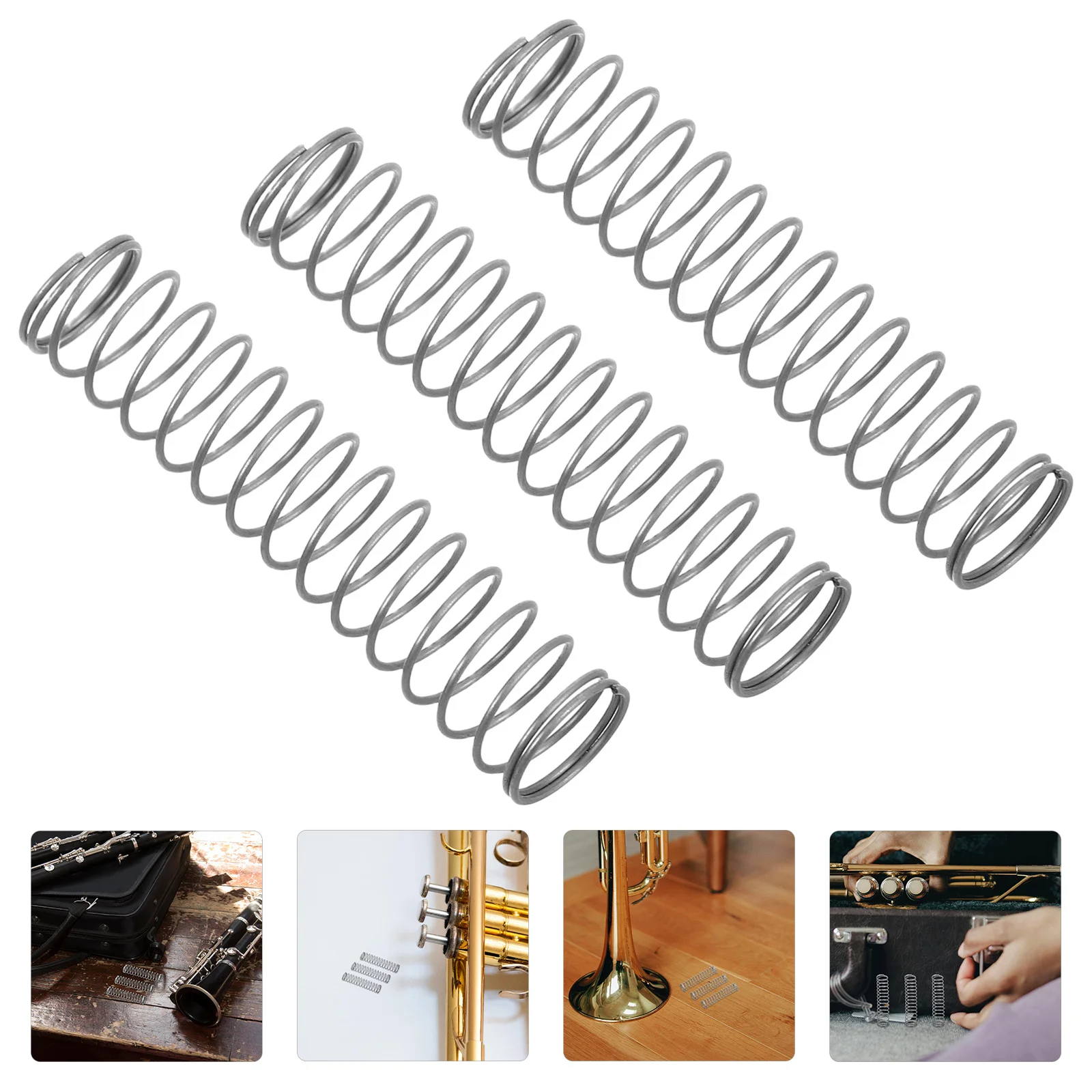 

3pcs Trumpet Valve Springs Set For Brass Wind Instruments Repair Replacement Durable Metal Spring Precision Design Smooth Key