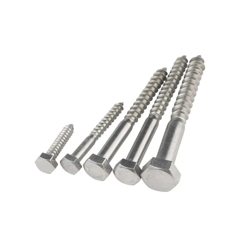 M6 M8 M10 M12 304 Tornillos autorroscantes de madera con cabeza hexagonal de acero inoxidable Pernos de retraso Longitud 25 mm ~ 200 mm