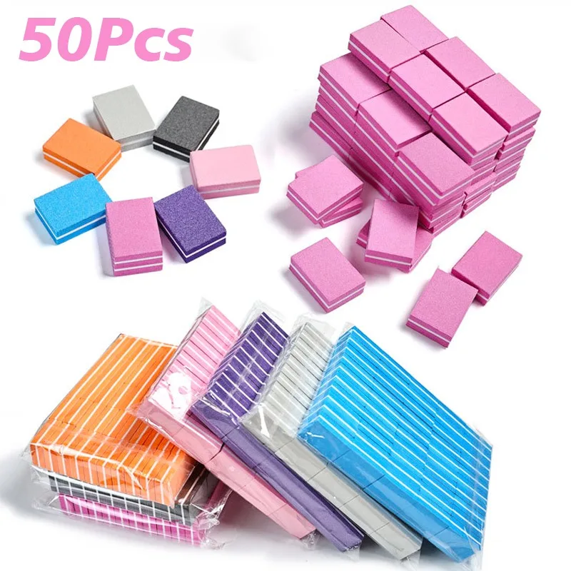 50/40/10Pcs Mini Buffing Sanding Files Block Nail Manicure Care Nail Art Buffer Polish Professional Pedicure Nail File Tools