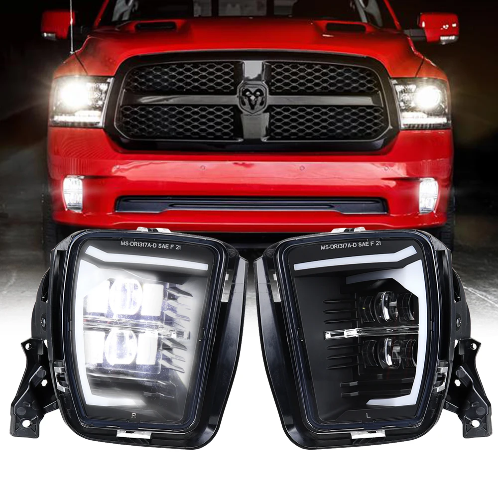 Wukma Led Pickup Fog Lights Auxiliary Light Replacement Lamp for Dodge Ram 1500 Pickup 2013 2014 2015 2016 2017 2018