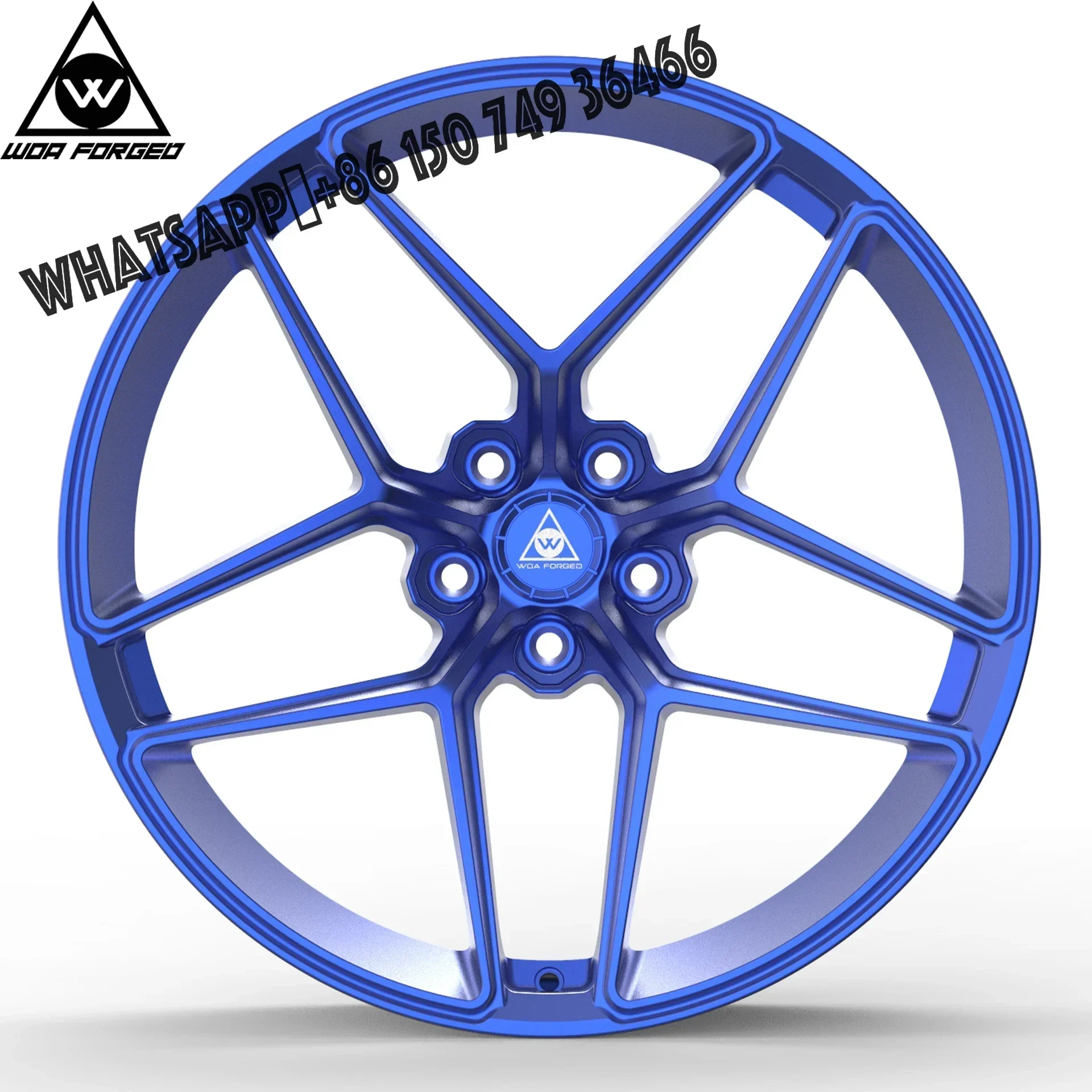 WOAFORGED حار بيع مخصص اللون مصقول الأزرق سبائك الألومنيوم عجلة مزورة مزدوجة خمسة تكلم عجلة سيارة الركاب Ff11 حافة المحور #1