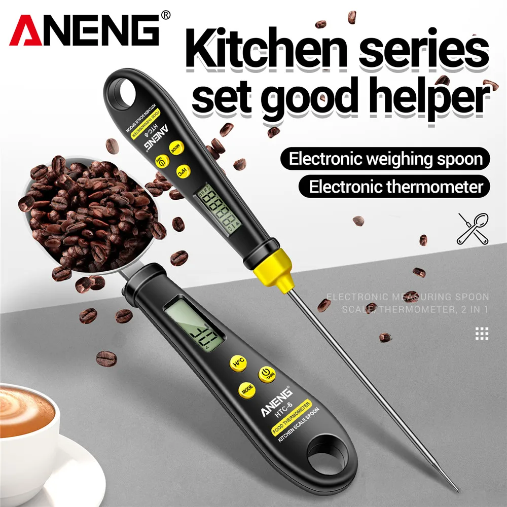 ANENG-Mini báscula Digital HTC-6, termómetro de cocina para barbacoa, carne, pastel, caramelo, freír, parrilla, cena, cucharas de cocina, utensilios para hornear