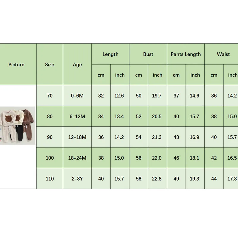 0 tot 3 jaar babyjongen 2-delige broeksets lente herfst kleding warme lange mouwen beer borduurwerk tops en zakbroeken