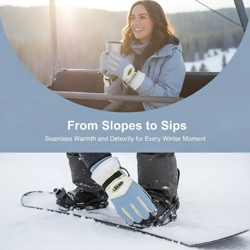 1 Paar süße, wasserdichte Winter-Skihandschuhe mit Touchscreen-Funktion, dickem Fleece-Futter und verstellbarem Handgelenksriemen zum Skifahren und Wandern – Detail 3
