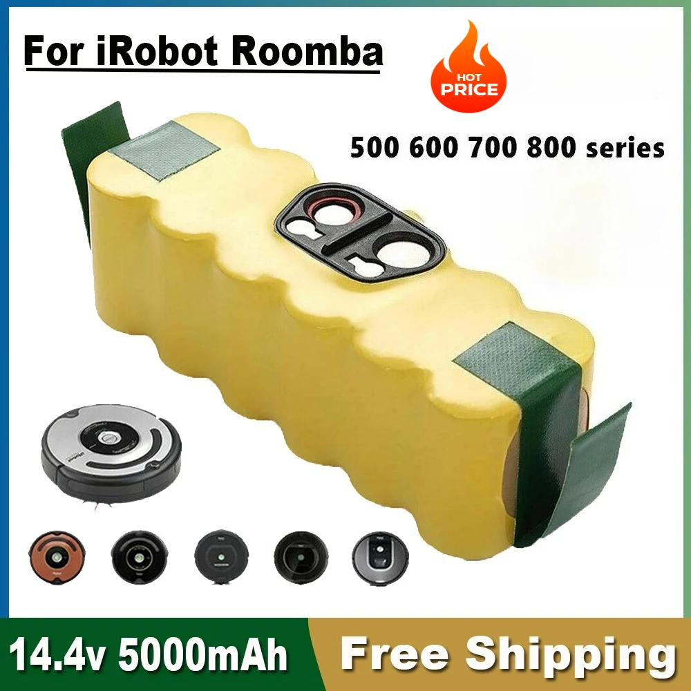 

14.4V 5000mAh Battery For iRobot 500 600 700 800 900 series Battery For iRobot Roomba14.4 V 620 650 770 780 580 18650.00 battery