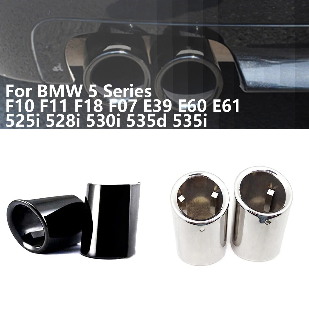 

1pair Car Muffler Tip Cover Exhaust Pipe Stainless Steel For BMW 5 Series F10 F11 F18 F07 E39 E60 E61 525i 528i 530i 535d 535i