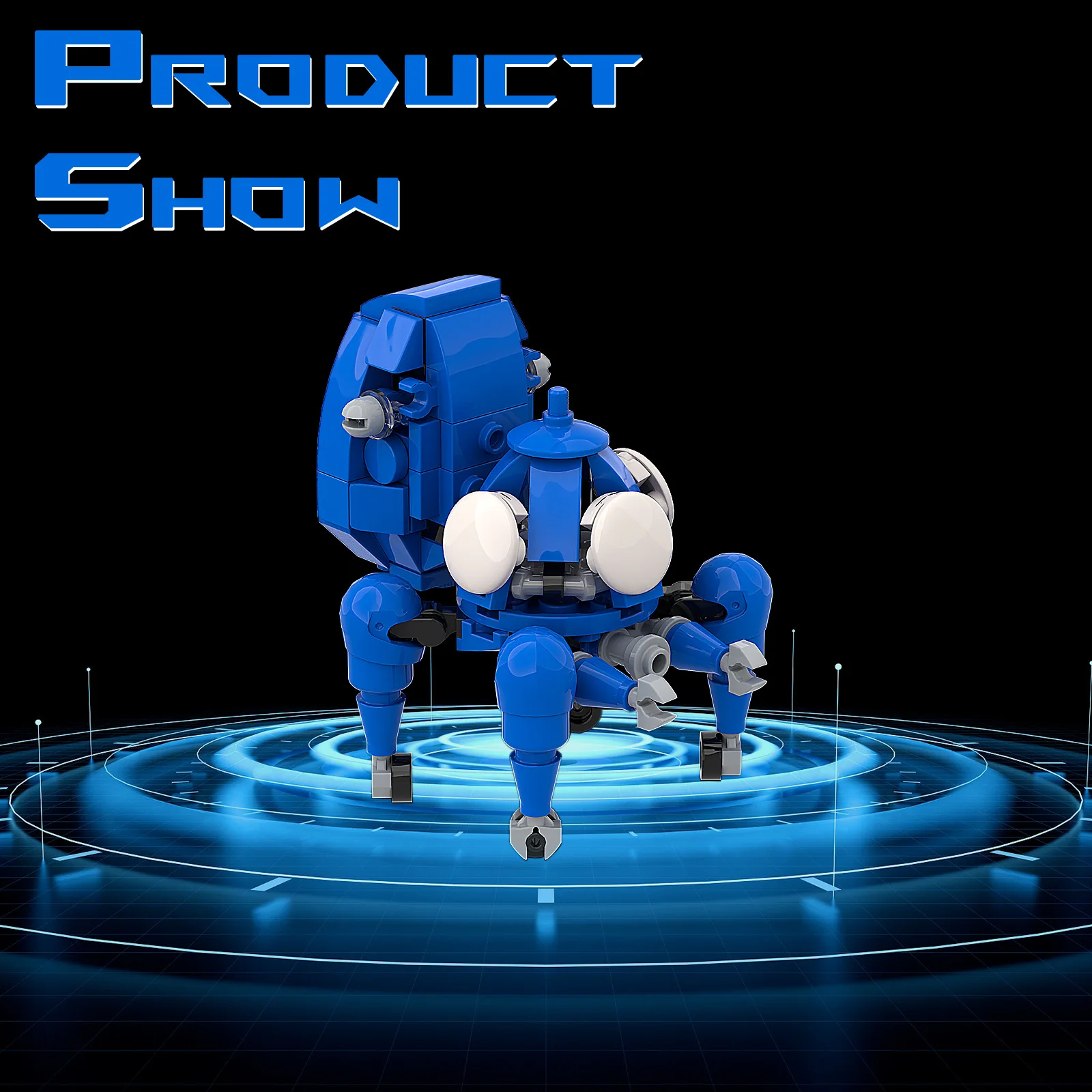 MOC Anime Shelled Ghosts AI Combat Robot Tachikoma Model Brick Set Tech Warfare Vehicle Building Blocks Kid Toys Gift
