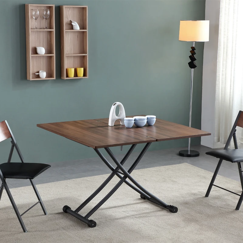 Tea table and dining table dual-purpose small unit rectangular lifting multifunctional folding