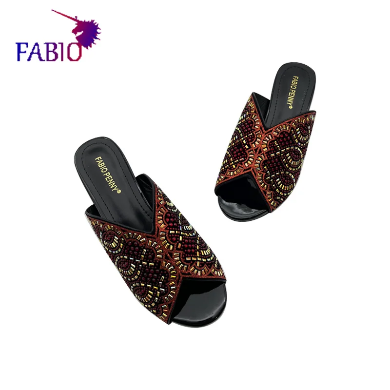 Fabio Penny European and American popular party bright diamond upper Summer party party women's low heel women's slippers