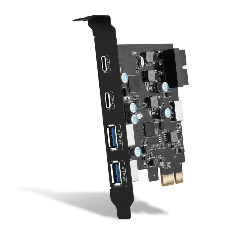 Adaptador placa expansão PCIE 6 portas tipo C (2) USB tipo A (2) conversores internos