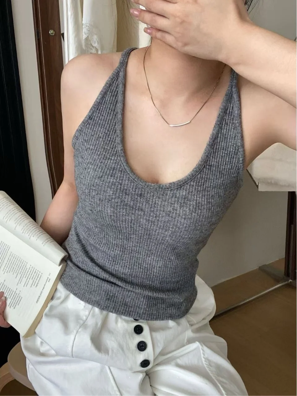 Fashionable Comfortable One-Piece Fixed Cup Vest Strap Trendy Slimming Chic Dongda Gate New Arrival Women's Underwear Tank Top