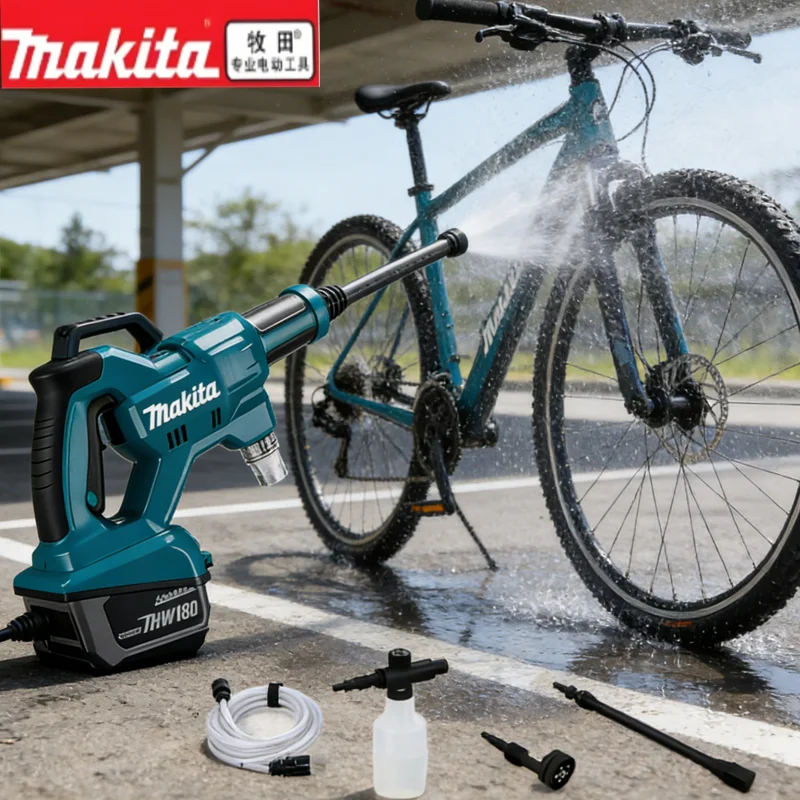 Original Makita DHW180 Kabelloser Hochdruckreiniger 18V Tragbarer Reiniger Drahtlose Wasserspritzpistole für Autowäsche, Garten, Terrasse, Außenreinigung Kompatibel mit Makita 18V LXT Akku BL1830