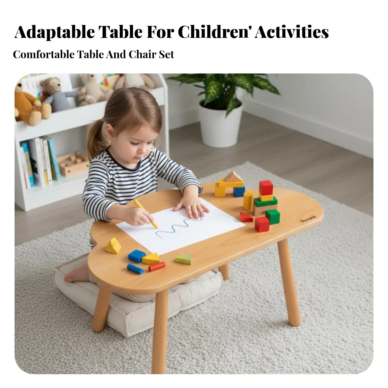 

2 Pieces Multi-Activity Table and Chair Set Sturdy & Safe kids' Furniture Easy to Clean Built-in Storage for Creative Projects