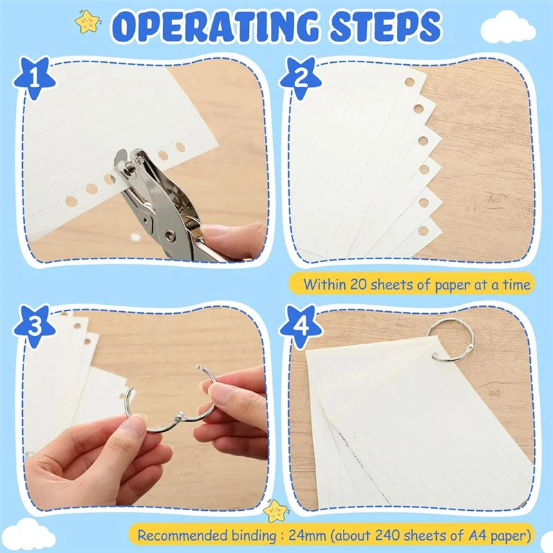 SR-学校用品 パンチ 100個入り シングルホールパンチ、1/4インチ ワンホールパンチャー バインダーリング 教室、工作用