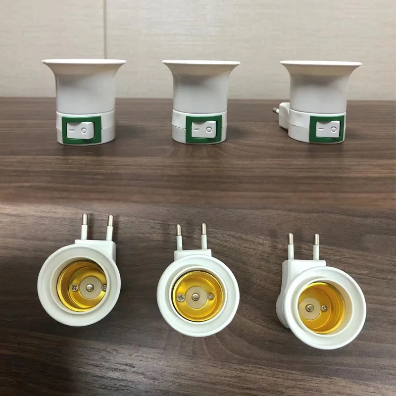 E27 Socket Lamp Base EU Plug Adapter With Power On-Off Control Switch Socket Converter for Bulb Holder