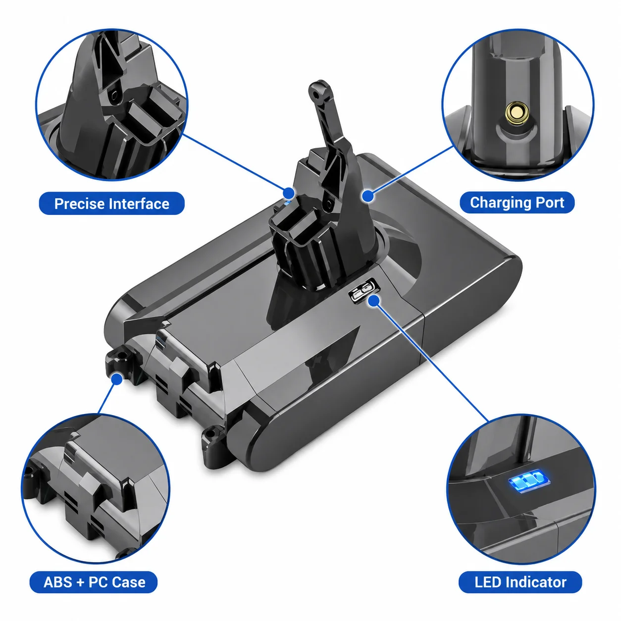 9000mAh V6 Hand‑held Vacuum Cleaner Battery for Dyson V6 Hand‑held sweeper Aftermarket‑replacement rechargeable battery