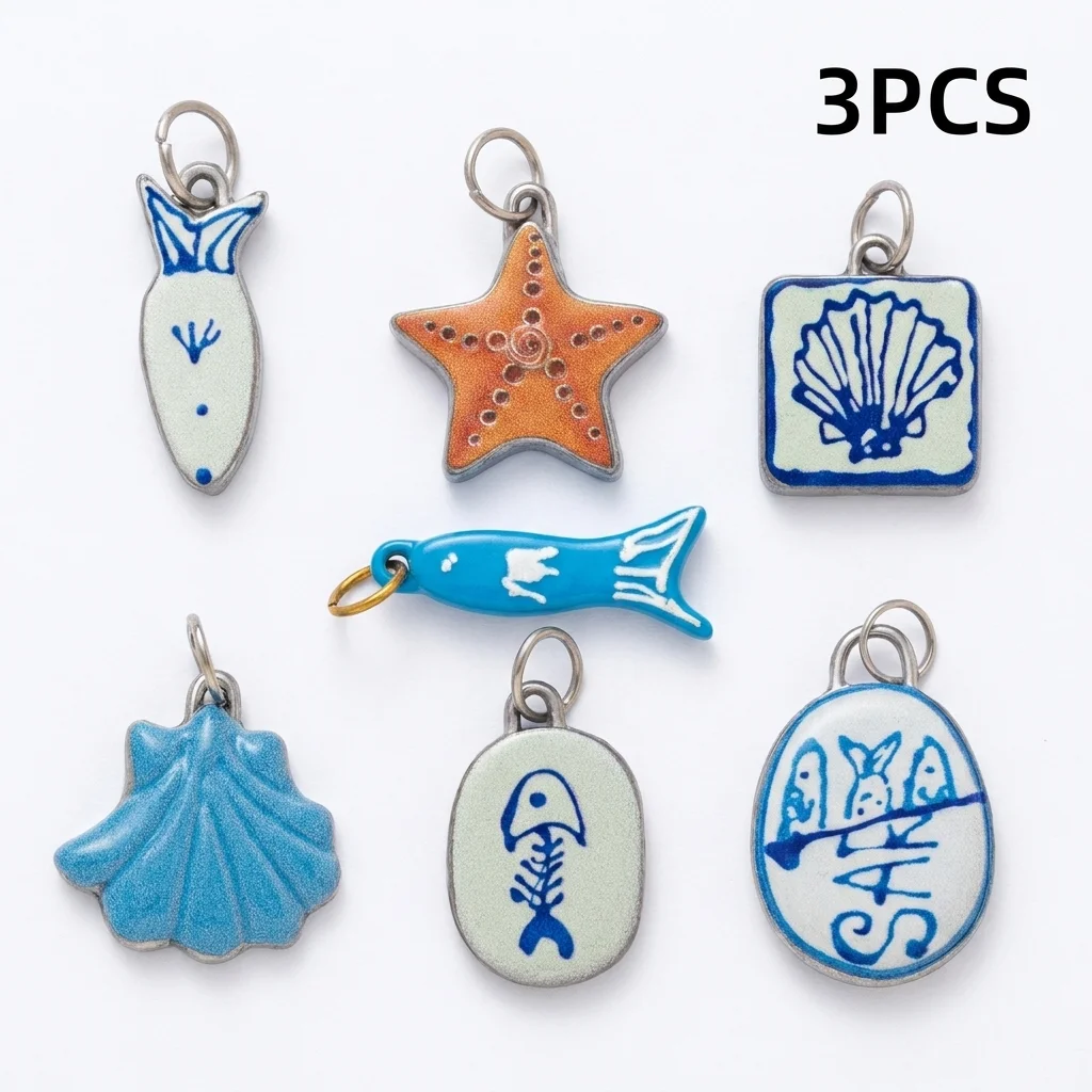 3 Stück Modische Neue Blaue Fischschwanz-Seestern-Anhänger aus 316 Edelstahl, Wasserfest und Farberhaltend, für Schmuckherstellung – Detail 2