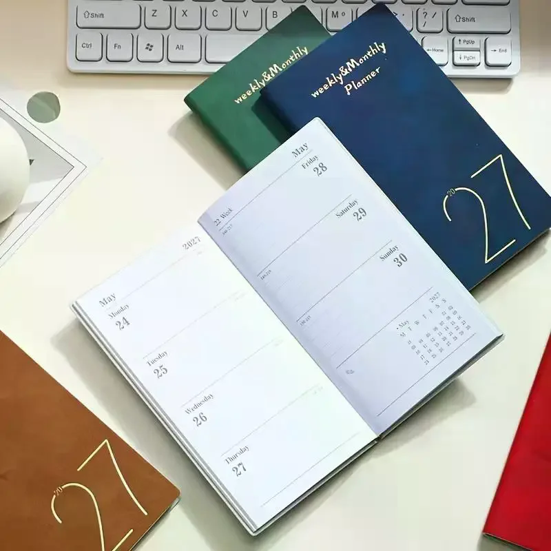 A6 2027 Portable Planner - With Bookmark - 60 Sheets - 120 Pages - 365-Day Time Management Organ