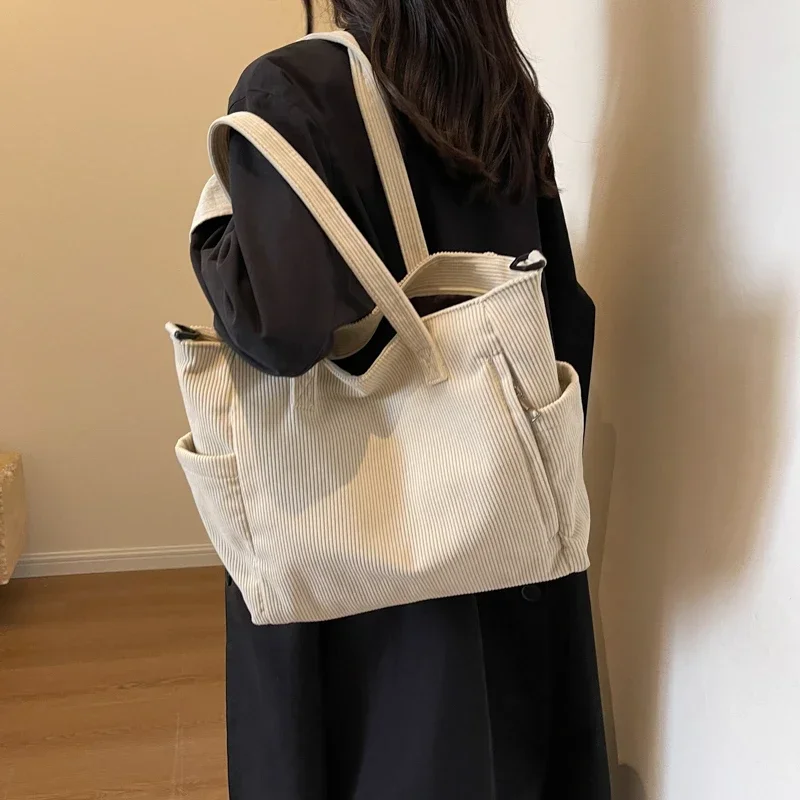 2023 New Women\'s Diagonal Straddle Bag Large Capacity Fashion Lightweight Solid Corduroy Handbag High Quality Tote Bag