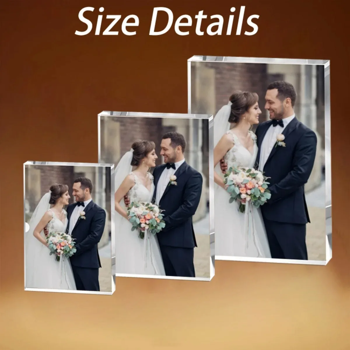 Custom Acrylic Personalized Picture Block 2D Flat Crystal Photo Plaque Desktop Ornament Wedding Anniversary Memorial Custom Gift