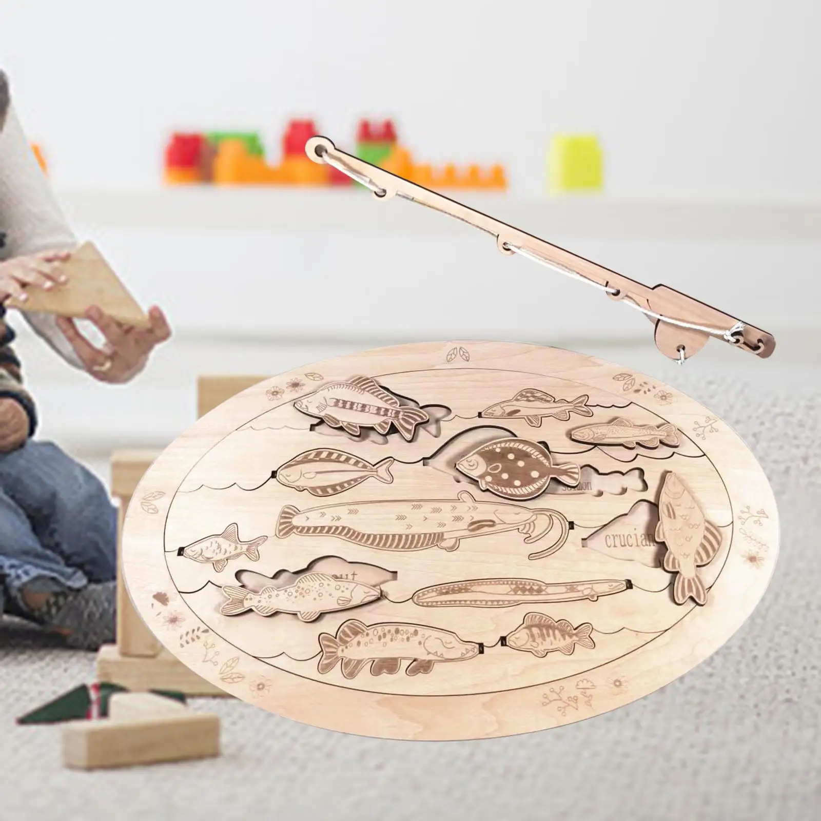 

Wooden Fishing Game Early Development for Kids Birthday Gift Girls Boys Party