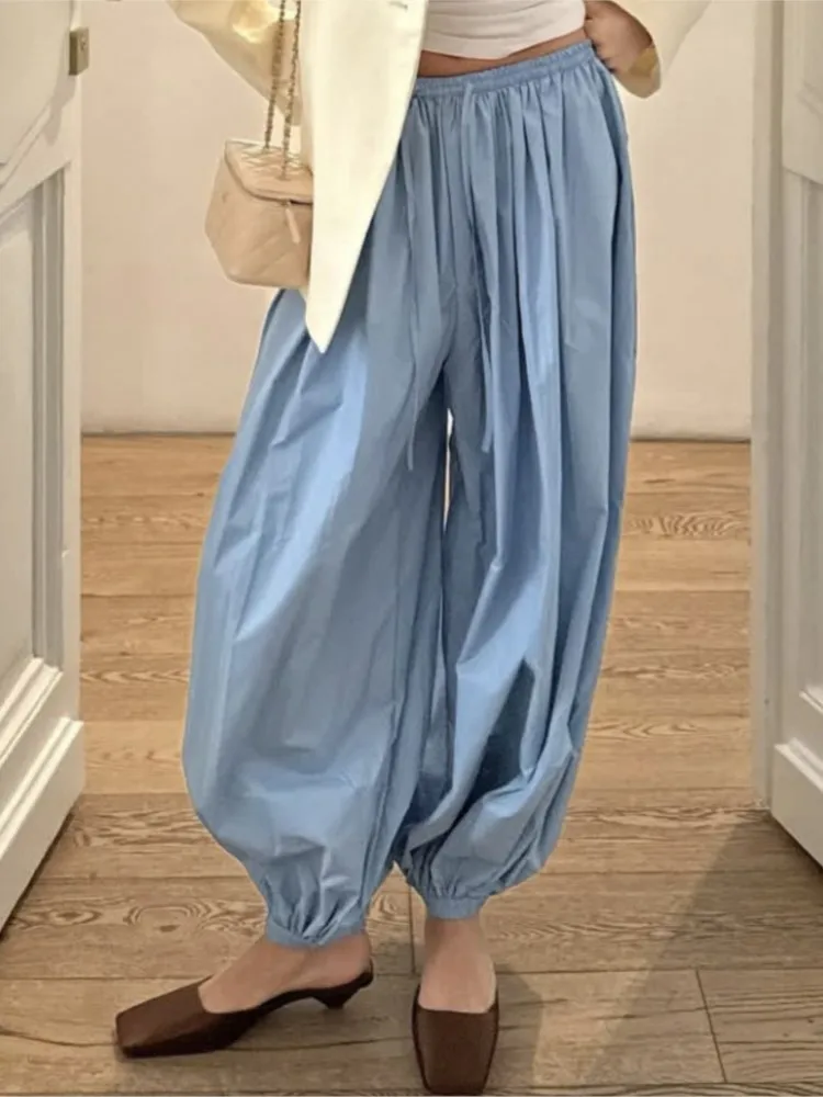 

Women's Clothing Loose Wide Legs Trouser Fashion Casual Long Pants Solid Color Comfortable Simple Style All-match Fashion Trendy