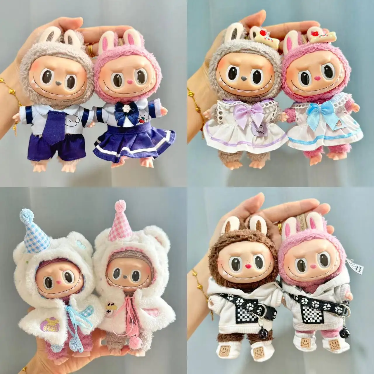 

17cm Cute Mini Plush Doll's Clothes Accessories for Korea Kpop Exo Labubu Idol Dolls Hoodie Sweater Jumpsuit Clothing No Doll