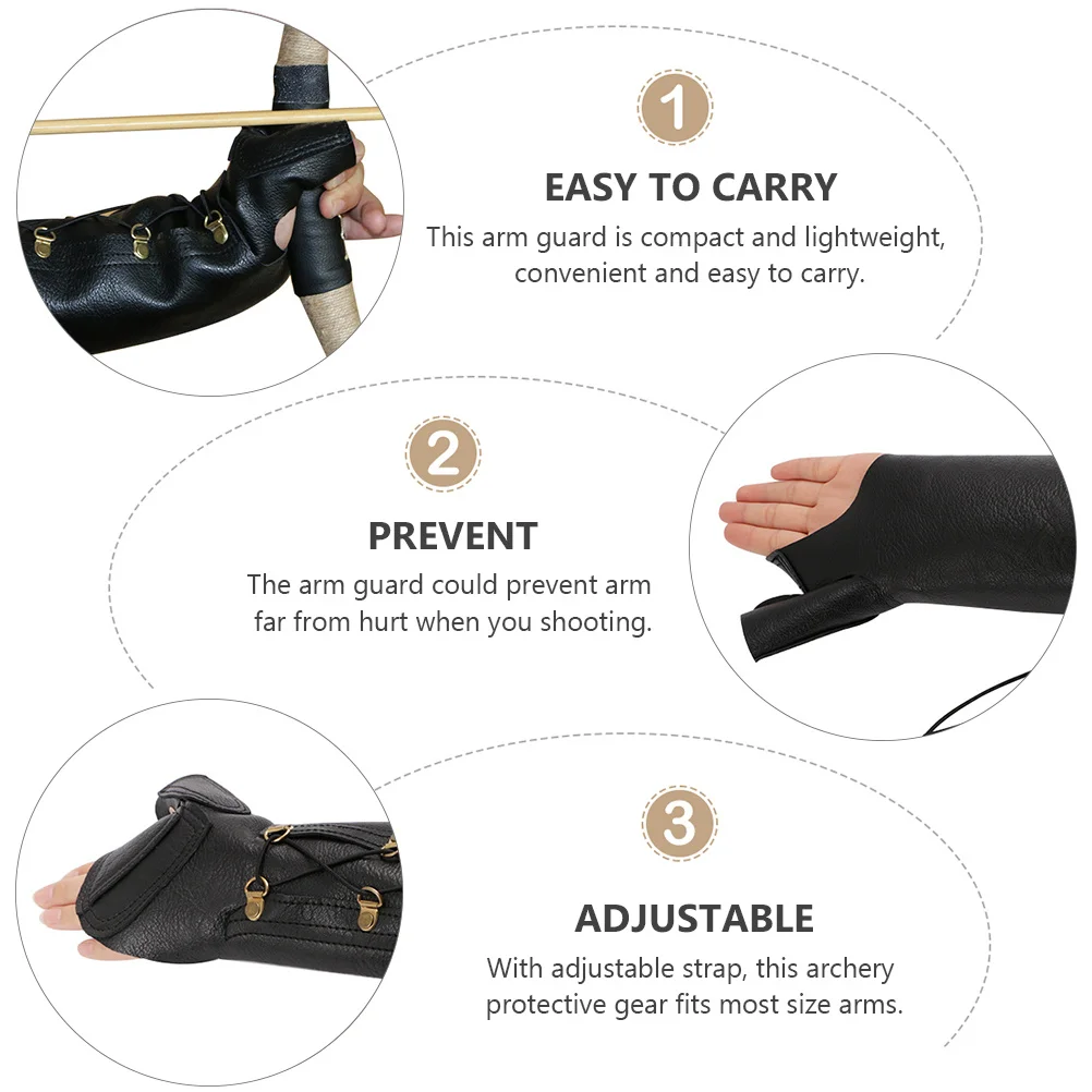 

Adjustable Archery Hand Protector PU Arm Guard Compact Design Shoot Safe Comfort Wear Resistant for Bow Shooting Enthusiasts