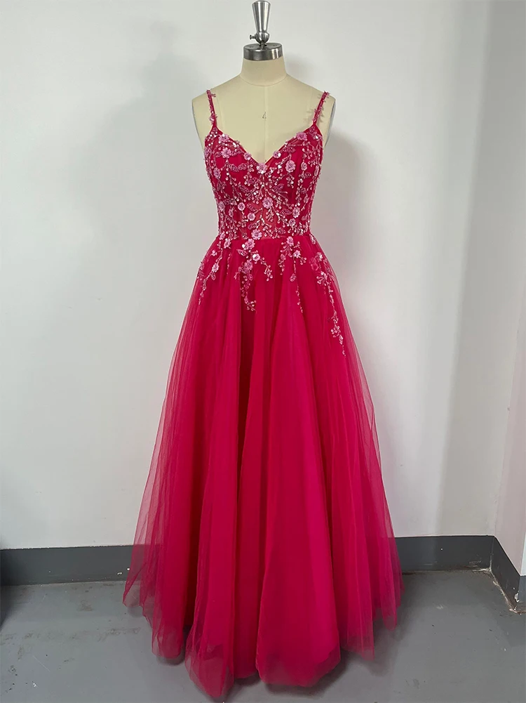 Robe de Soirée Longue en Dentelle avec Appliques Florales, Tenue Élégante de Bal, Col en V, Zones, pour ixd'Anniversaire