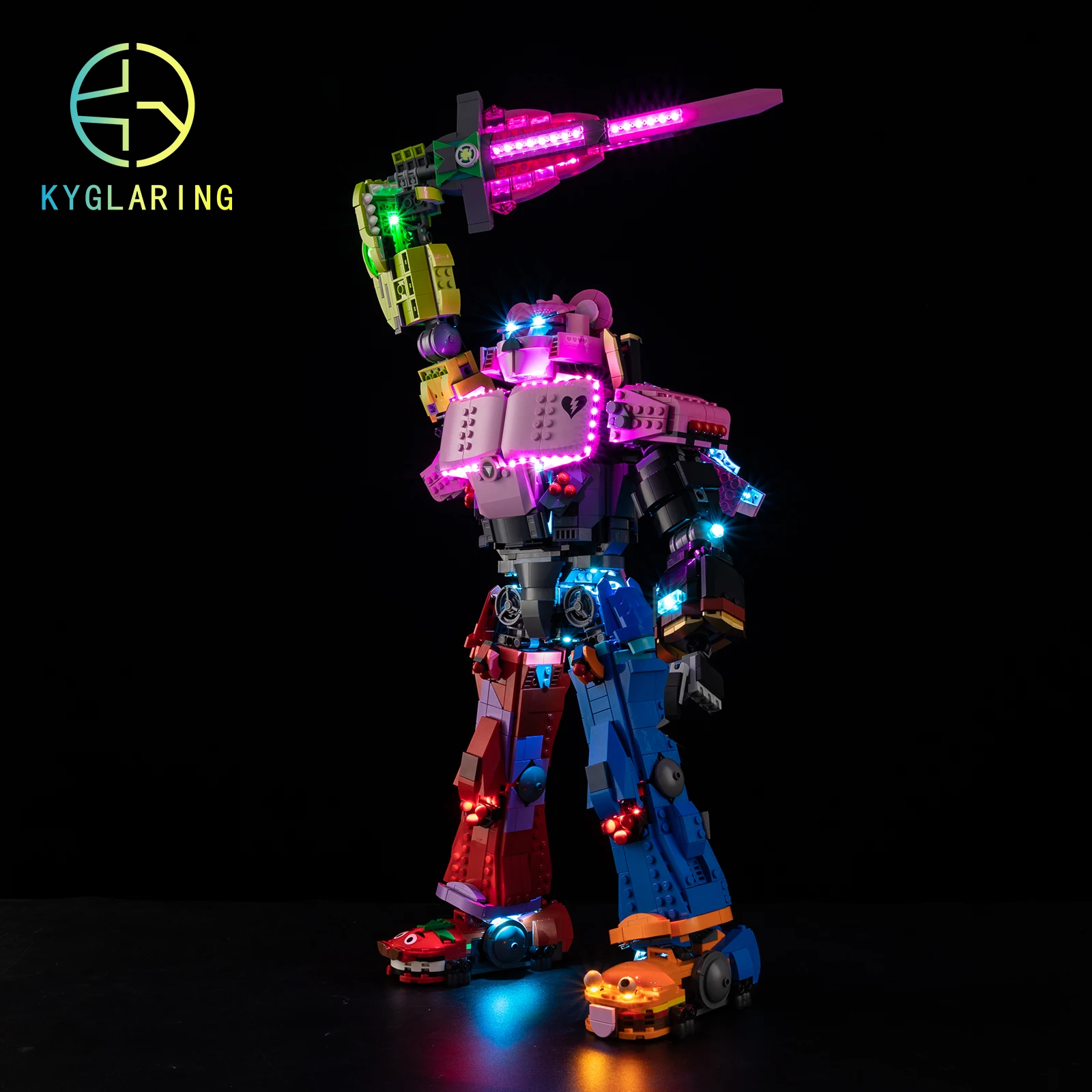 مجموعة إضاءة LED Kyglaring ألعاب يمكنك صنعها بنفسك لزعيم فريق Lego Fortnite Mecha 77078 لبنات البناء (بدون نموذج)