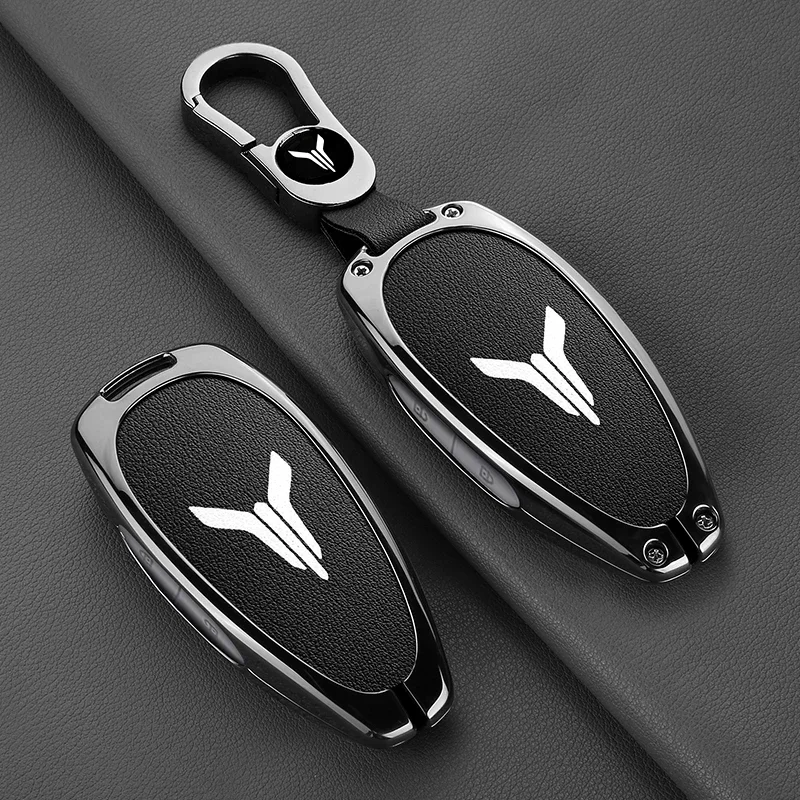 New Zinc Alloy Leather Car Key Cover, For Voyah Free I-Land Dreamer 2022 2023 2024 2025, Protected Keychain Bag, Car Accessories