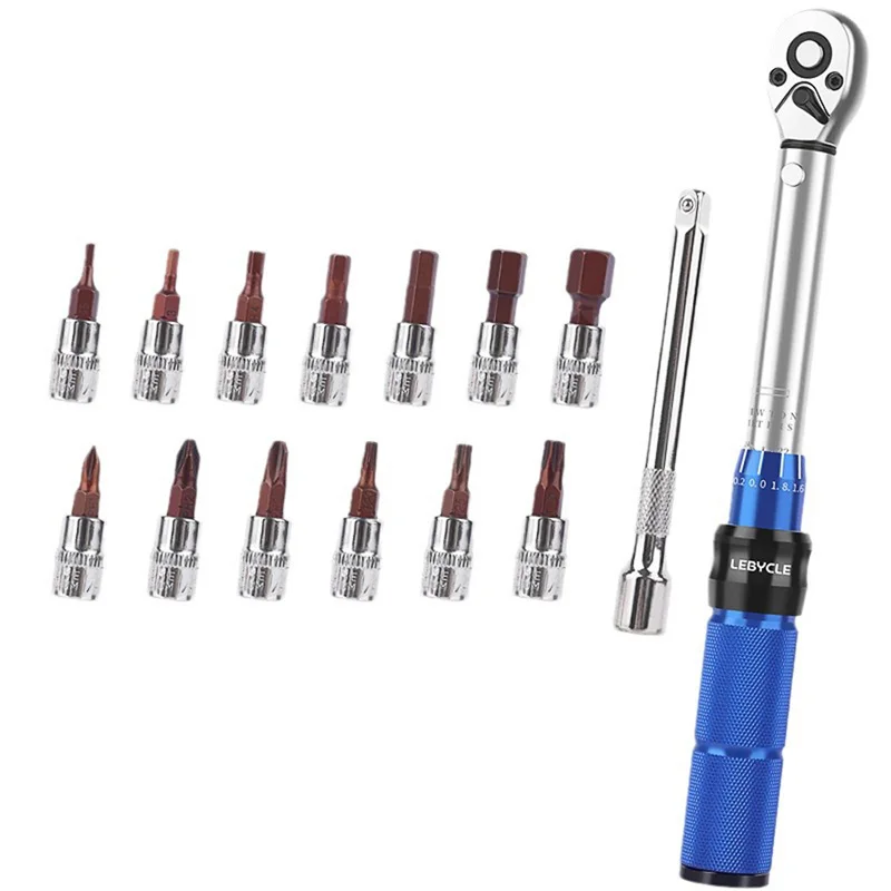 

15PCs Quick-release Torque Wrench Repairing Tool High Precise Torque Preset Adjustable Ratchet Allen Key Tool Socket Spanner Kit