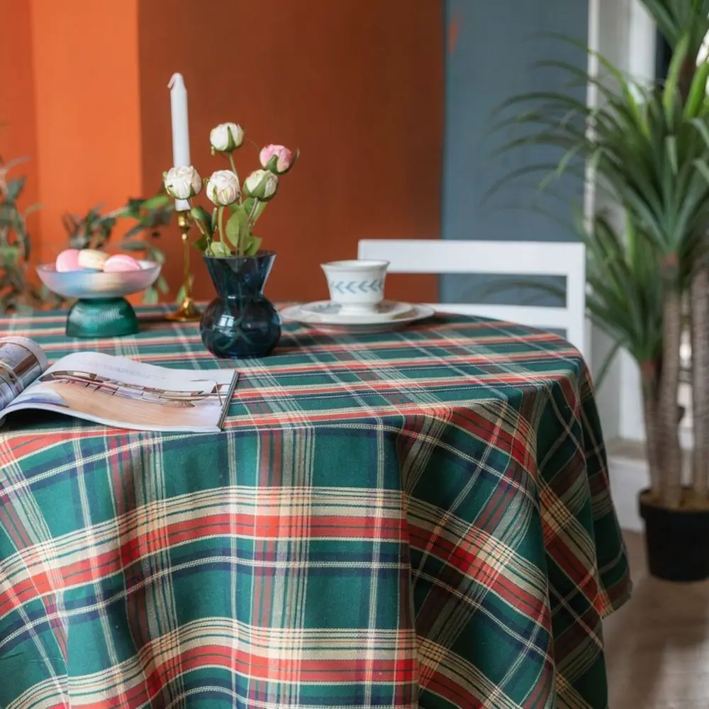 Rustic Plaid Tablecloth Soft Cotton Linen Material Pastoral Decor Table Cover For Holiday Party Restaurant Desk Mat