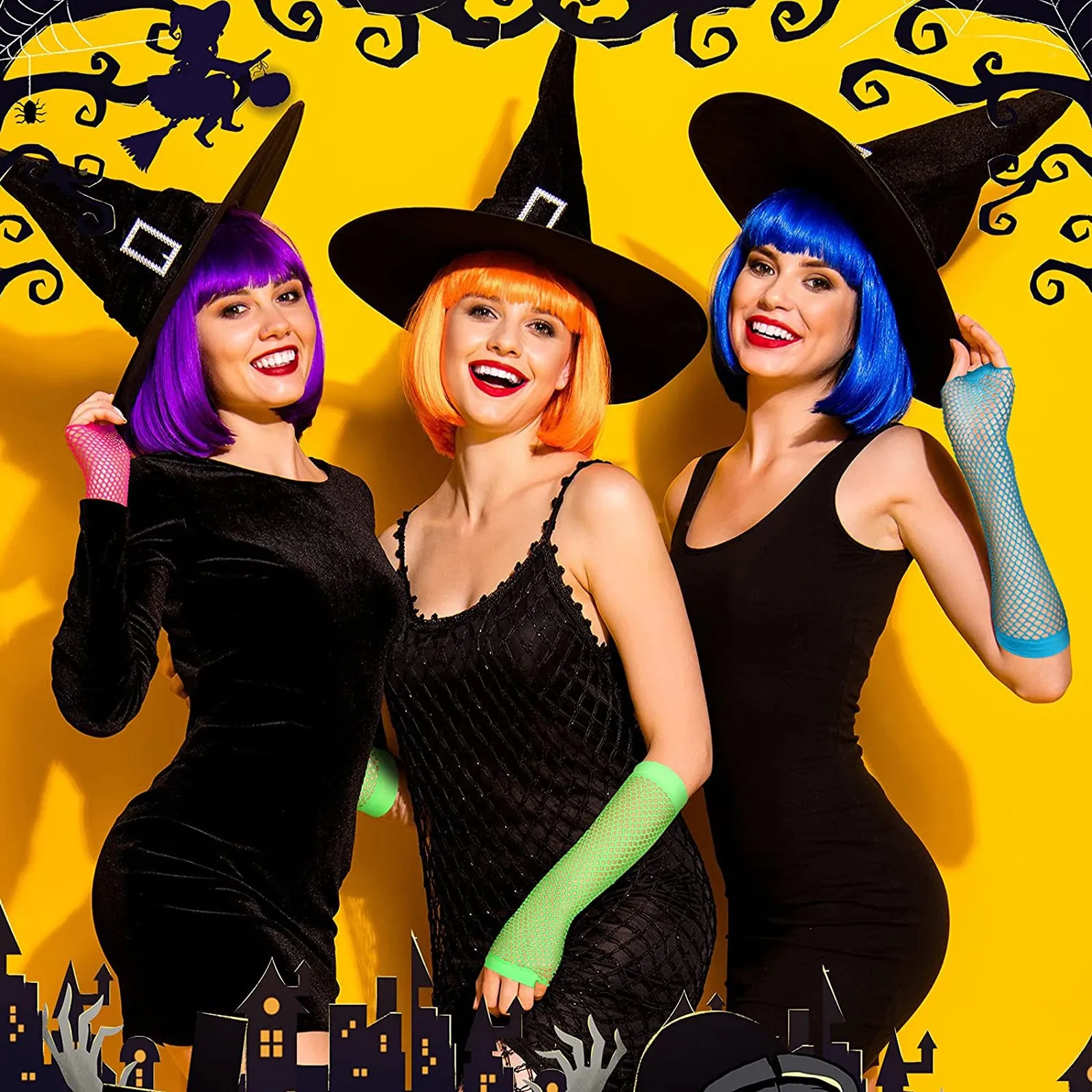 Sexy Women Gloves Hollow Out Holes Fashion Punk Goth Ladies Disco Dance Costume Fingerless Mesh Long Fingerless Gloves Mittens