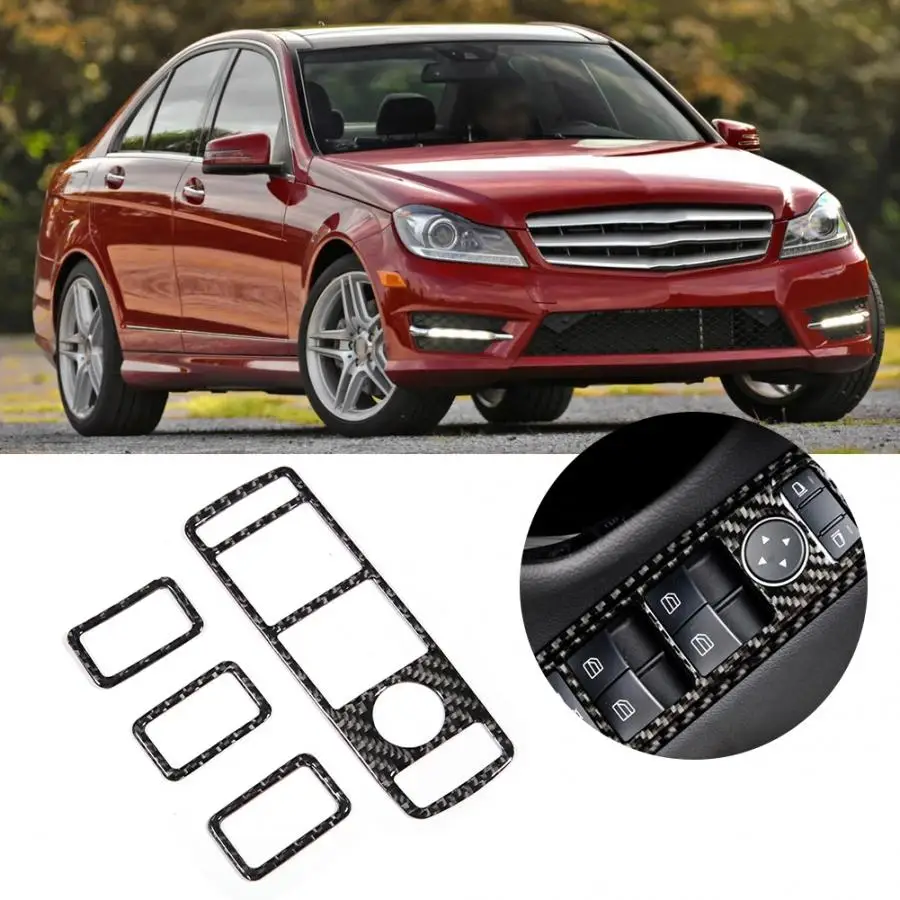 Hot Sell Carbon Fiber Interior Window Lift Button Frame Trim Fit for Mercedes Benz C Class W204 02 06 07 08 09 10 11 12