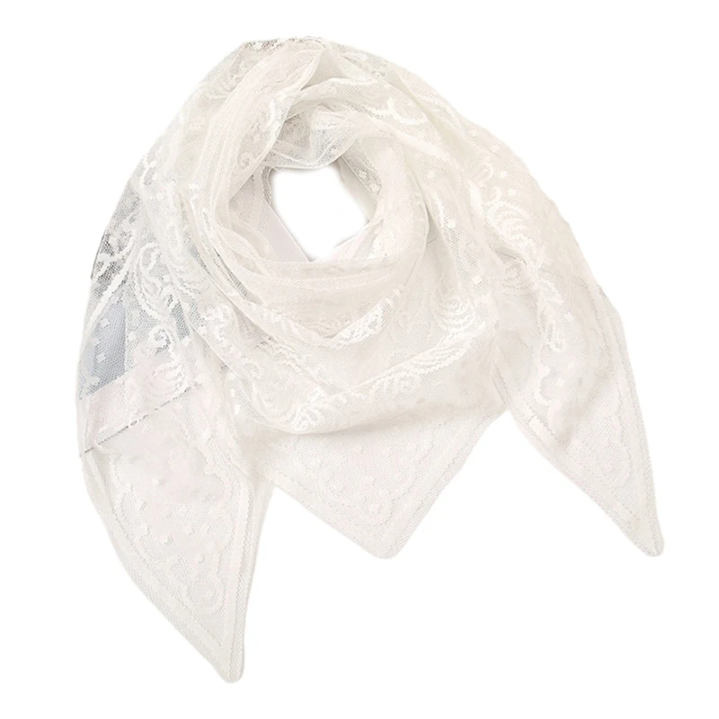 Fashion Mantilla Wedding Party Shawl for Woman Lace Trim Wrap Casual Scarves Shawl Veils Foulard Female Mantilla