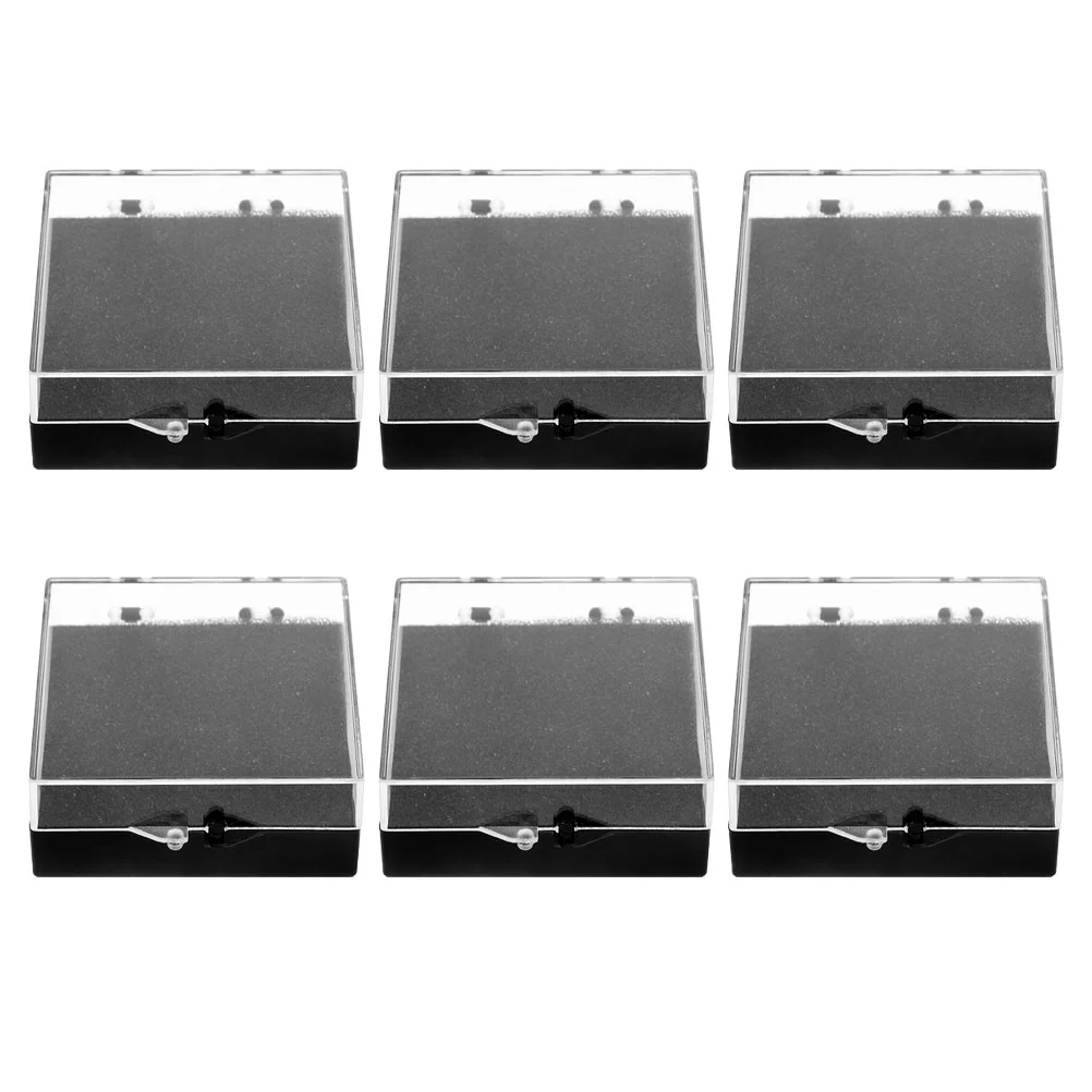 6 Pcs Storage Bin with Lid Display Box Case Badge Carrying Collector Sponge Lapel Pin