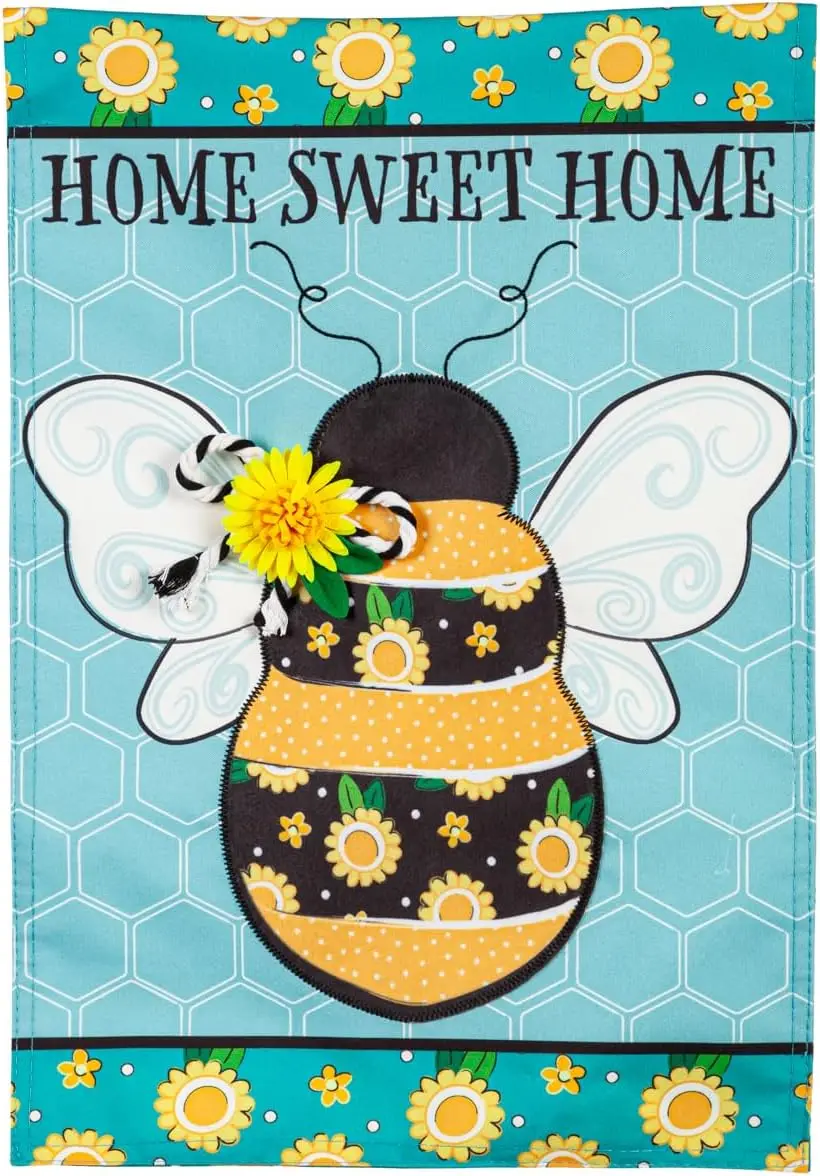 Evergreen Flag Home Sweet Home Bee Spring Garden Flags 12x18 double sided | Small Garden Flags For Outside | Welcome Spring Flag