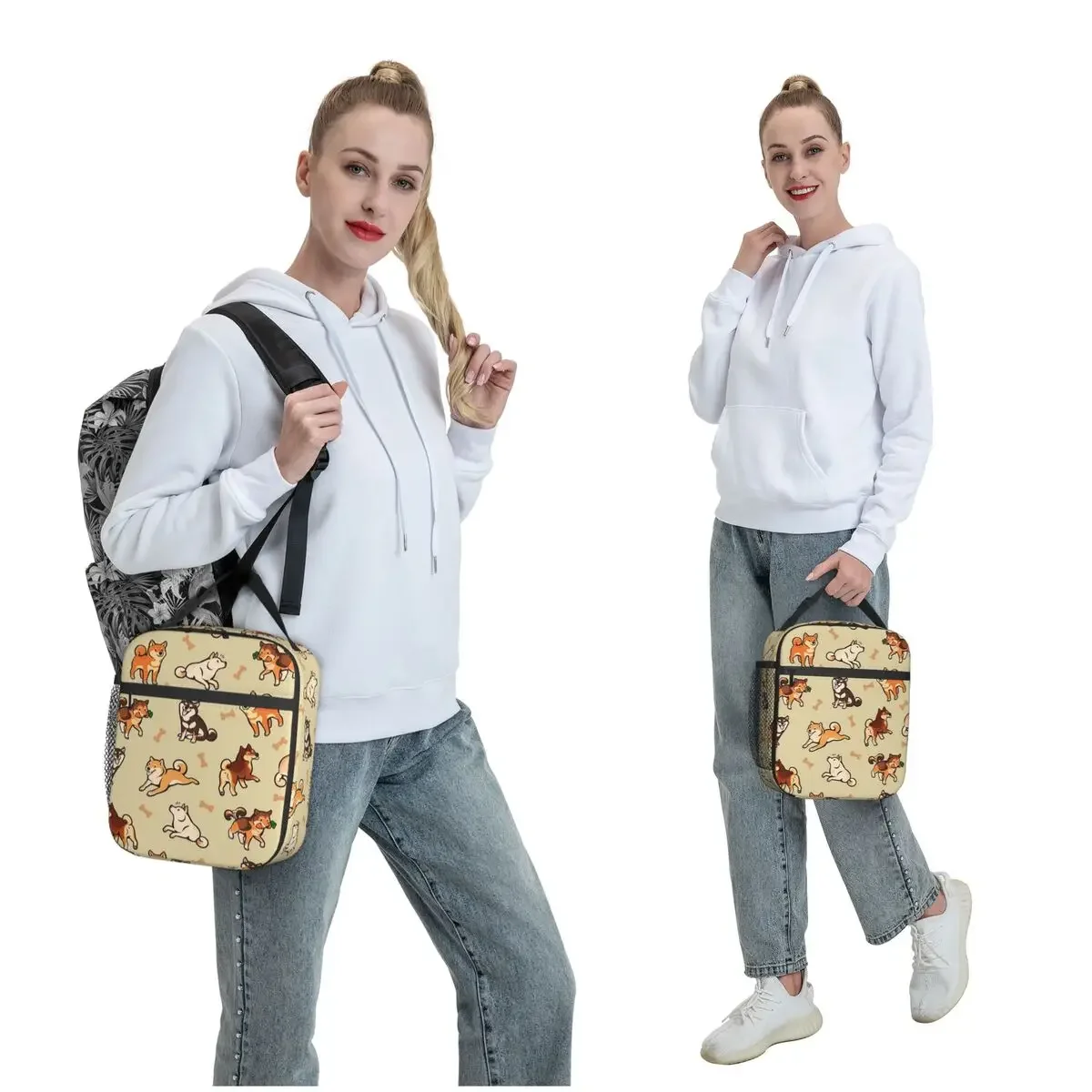 Shiba Inu Lovely Cute Dogs In Cream Insulated Lunch Bag for Women Kids Leakproof Food Boxes Thermal Lunch Box Tote
