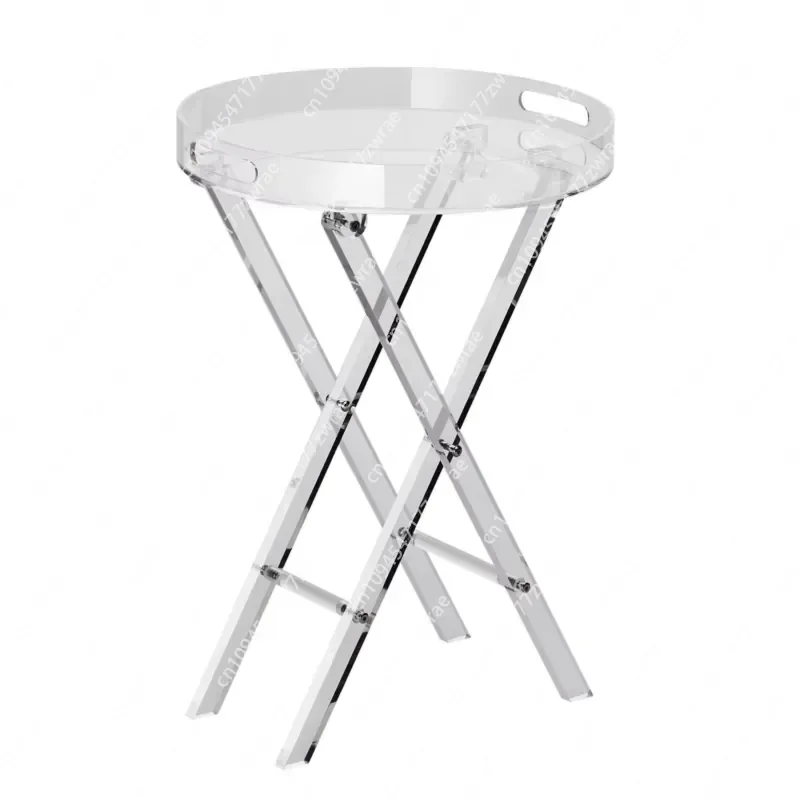 Acrylic Folding Tray Coffee Table with X Shape Legs Clear Design for Snacks Drinks & Food Use