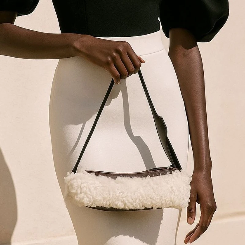 

Плюшевая сумка специальной формы для подмышек, сумка для мобильного телефона на молнии, дизайнерский стиль, сумка с тонким плечевым ремнем, сумка через плечо контрастного цвета