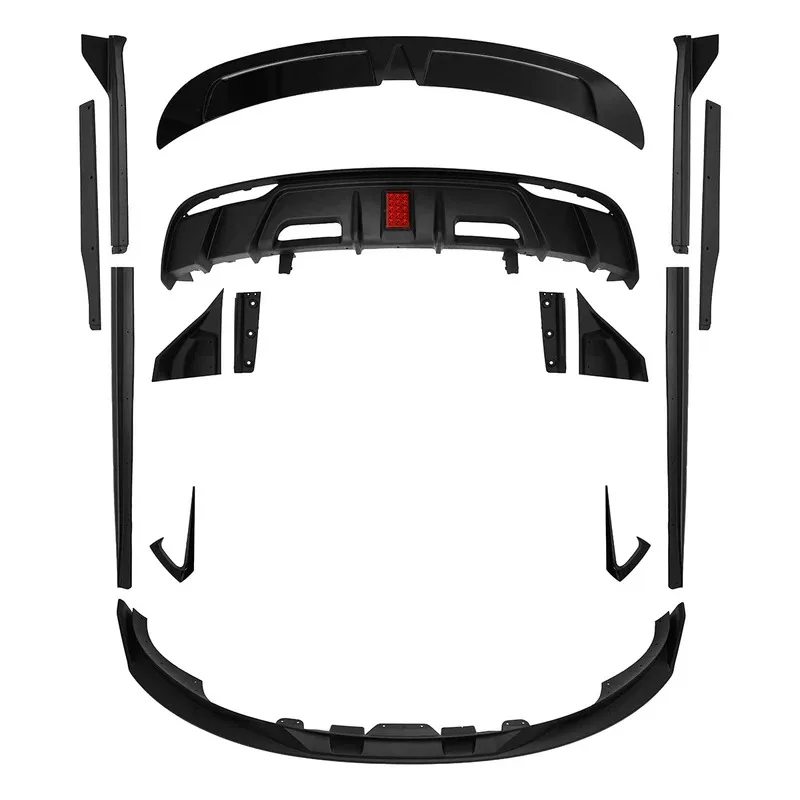 

Style Matte Black Front Lip Rear Diffuser Side Skirt Spoiler Aerokit With Led Model 3 2023-2024