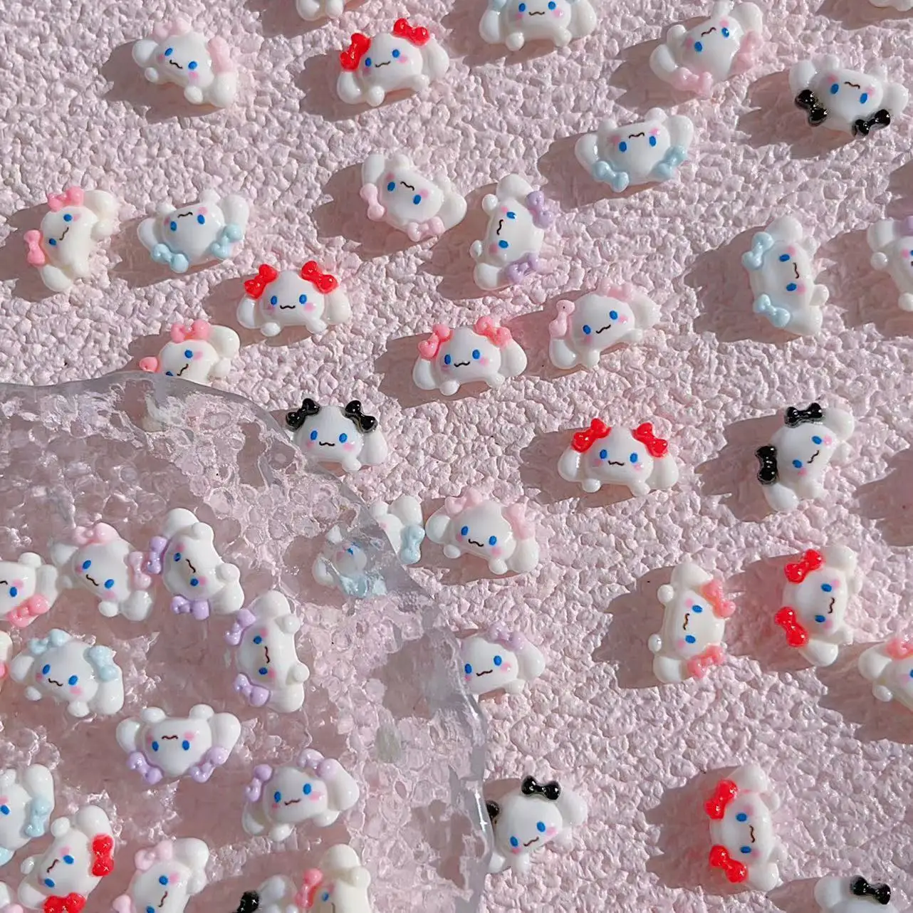 50 ชิ้น 3D Cinnamoroll โบว์เล็บ Charms - ปุยเรซิ่นริบบิ้นตกแต่งสําหรับ Kawaii เล็บ