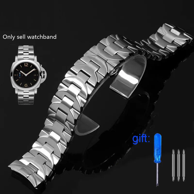 الصلبة الفولاذ المقاوم للصدأ حزام ساعة اليد لبانيراي Pam441 111 مقاوم للماء Sweatproof الرجال حزام ناقل من الفولاذ قوس الفم ساعة اكسسوارات 24 مللي متر